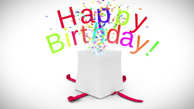 Digital animation of birthday gift exploding