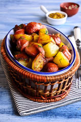 Potatoes with sausages