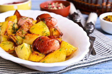 Potatoes with sausages
