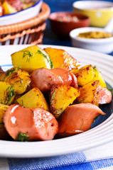 Potatoes with sausages