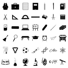 School accessories icons set