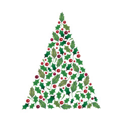 holly and berry Christmas tree