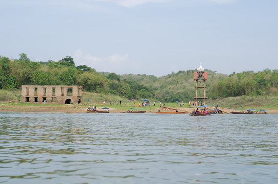 Sangklaburi,Thailand-May 3,2015 : Wat Saam Prasob or The Sunken
