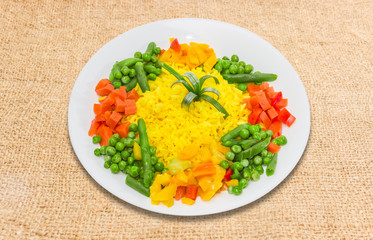 Boiled rice with vegetables