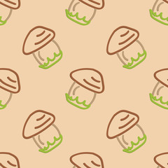 Mushroom Seamless Pattern Kid's Style Hand Drawn