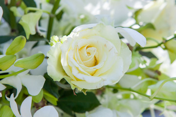 Floral arrangement at a wedding ceremony