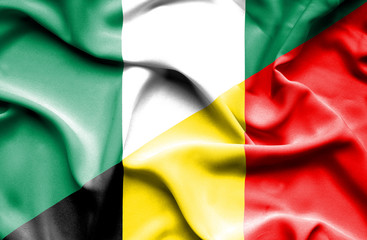 Waving flag of Belgium and Nigeria