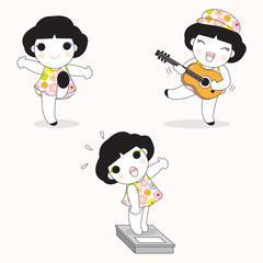 Girls Daily Essentials illustration set