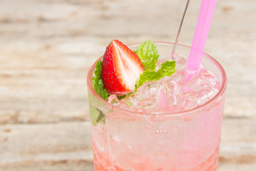 Ice cold strawberry lemonade
