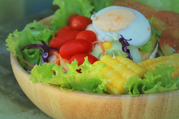 Vegetables salad eggs with mayonnaise