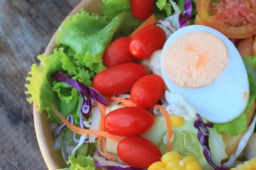 Vegetables salad eggs with mayonnaise