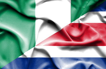 Waving flag of Costa Rica and Nigeria