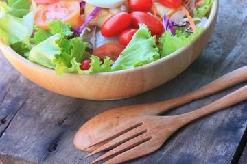 Vegetables salad eggs with mayonnaise