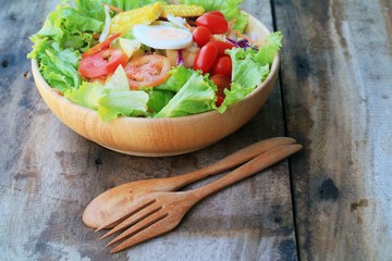 Vegetables salad eggs with mayonnaise