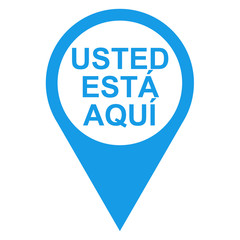 Icono texto USTED ESTA AQUI localizacion azul