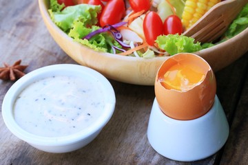 Vegetables salad eggs with mayonnaise