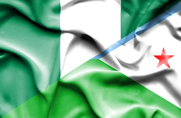 Waving flag of Dijbouti and Nigeria