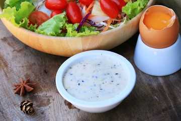 Vegetables salad eggs with mayonnaise