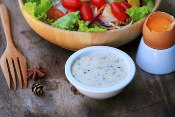 Vegetables salad eggs with mayonnaise