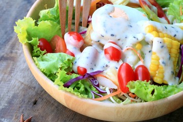 Vegetables salad eggs with mayonnaise