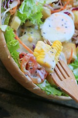 Vegetables salad eggs with mayonnaise
