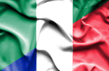 Obraz premium Waving flag of France and Nigeria