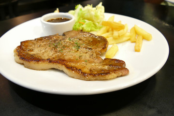 pork steak with sauce