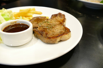 pork steak with sauce