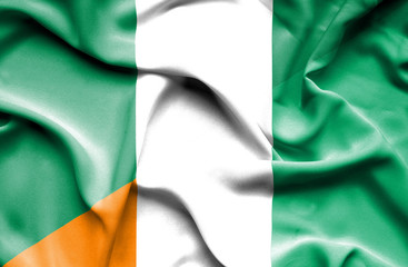 Waving flag of Ivory Coast and Nigeria