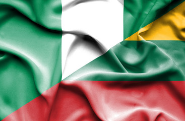 Obraz premium Waving flag of Lithuania and Nigeria