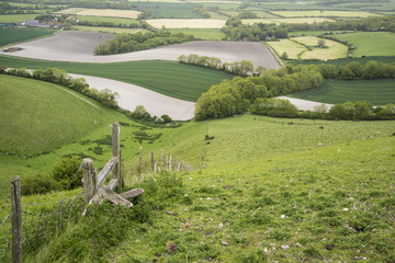 Rolling English countryside landscape in Spring