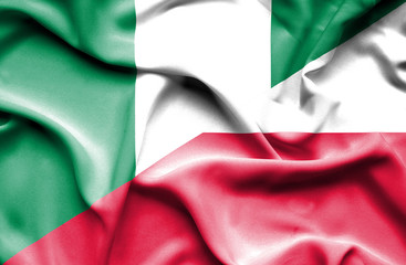 Obraz premium Waving flag of Poland and Nigeria