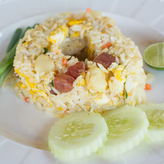 Fried rice with Chinese sausage