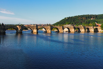 Fototapeta na wymiar Charles bridge over river Vltava