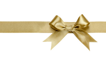 Gold ribbon with bow isolated - 86423543
