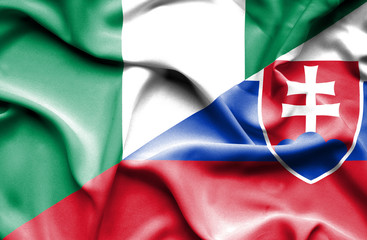 Waving flag of Slovakia and Nigeria