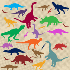 Silhouettes of dinosaur