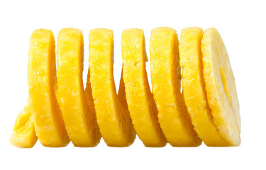 Fresh Juicy Peeled Pineapple. Rich with Vitamins. Isolated on white background.