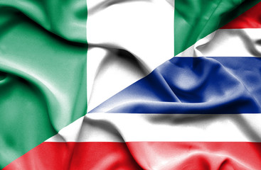 Waving flag of Thailand and Nigeria