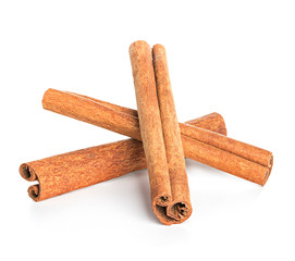 Cinnamon sticks isolated on white