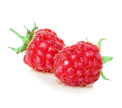 Raspberries isolated on white