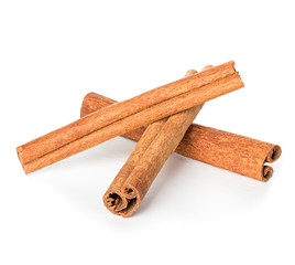 Cinnamon sticks isolated on white