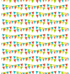 Seamless bright fun celebration festive buntings pattern isolate