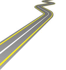 Curved Road Isolated on White Background