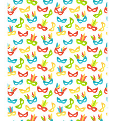 Seamless carnival masks pattern isolated on white background