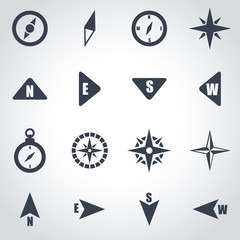 Vector black compass icon set