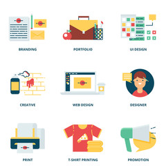 Branding, corporate identity and design vector icons set modern
