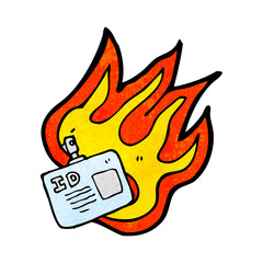 burning ID tag cartoon