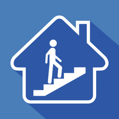 Logo maison et escalier.