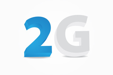 second generation 2G number and letter on white background 